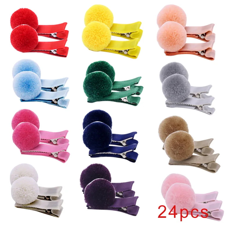 24pcs mixed2 12 шт., меховой шарик, эластичная резинка для волос для девочек, конский хвост, держатели, плюшевый шар, кольцо для волос, женский эластичный галстук для волос, аксессуары, Резиновая лента для волос - Цвет: 24pcs mixed2