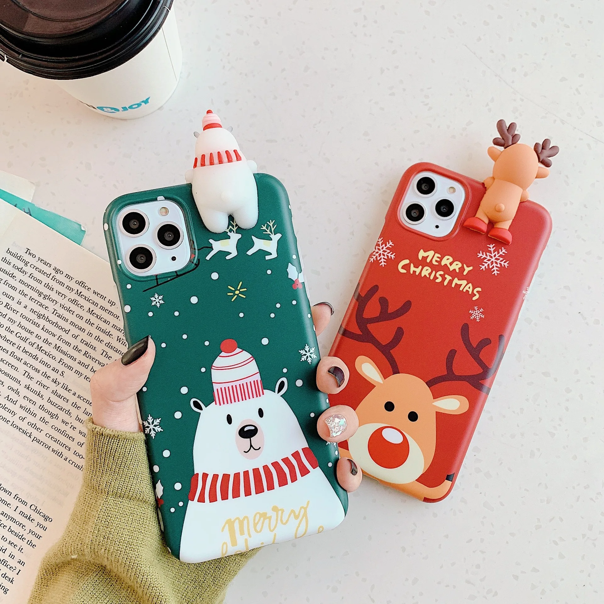 

Christmas Cartoon Deer Case For iPhone 11 Pro XS Max X Silicone Matte Cover For iphone 7 8 6 S 6S Plus 7Plus phone Case Bear