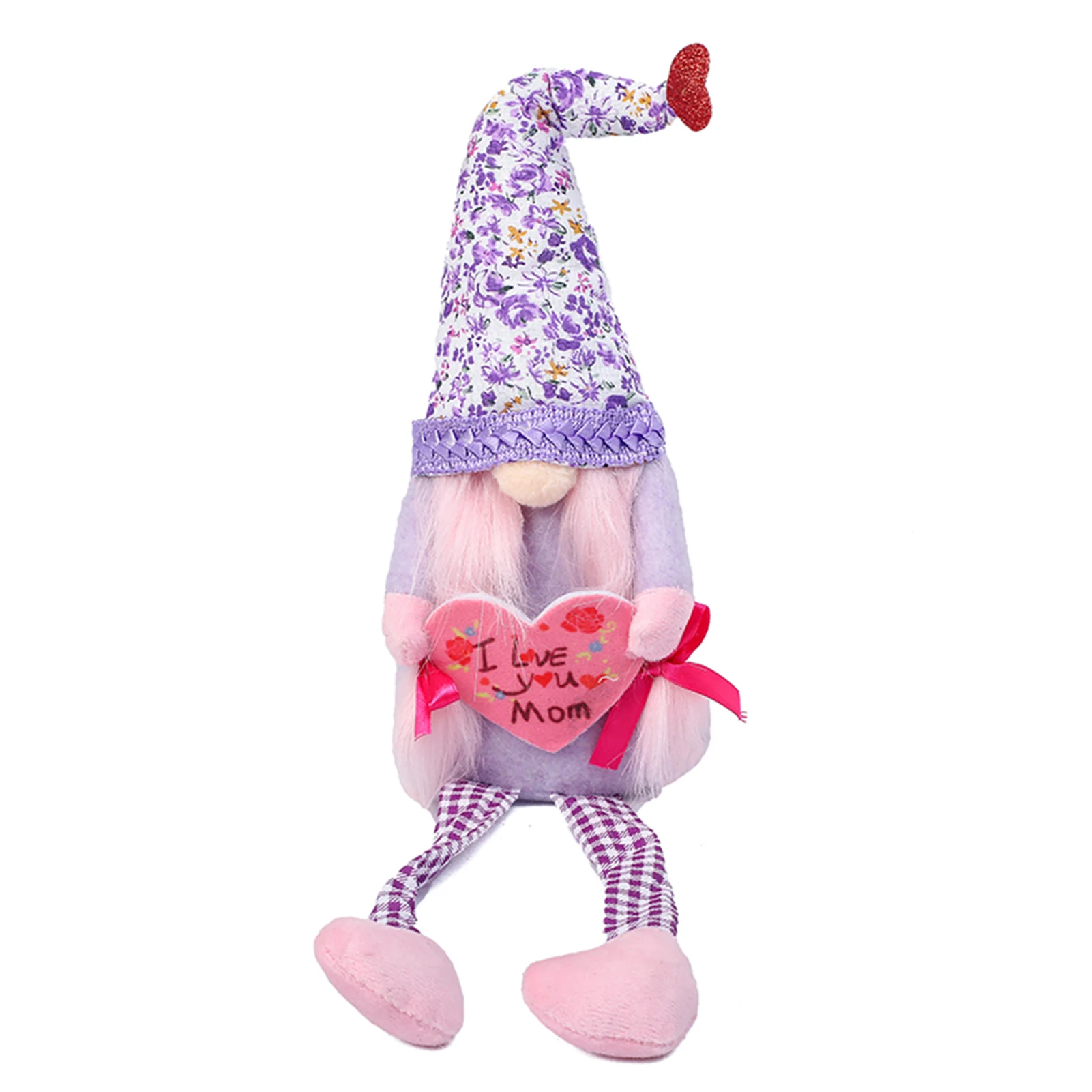 

Happy Mother's Day Decoration Faceless Gnome Doll Holding Flower Plush Doll Soft Dwarf Ornament Desktop Decor For Holiday