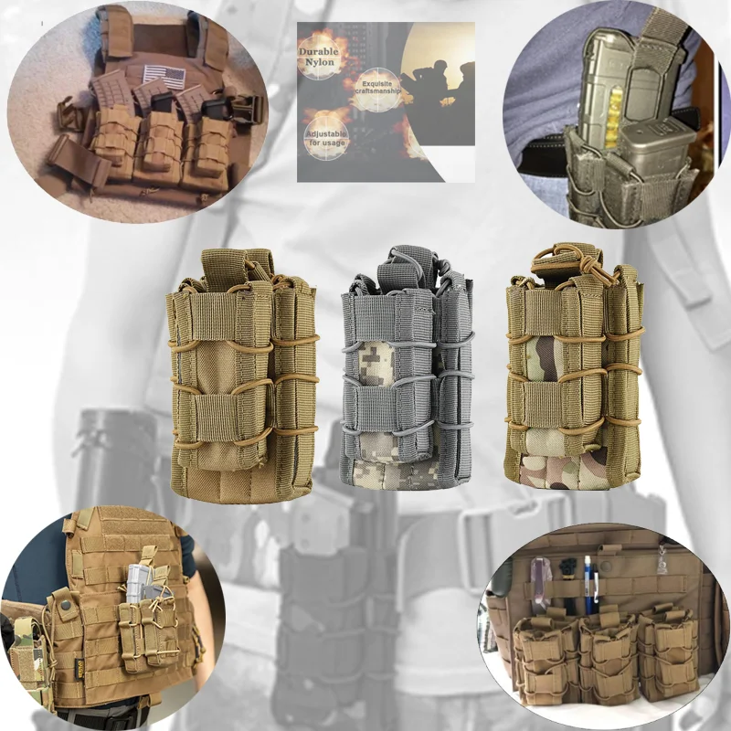 

Tactical Molle Double Mag Pouch Fit For M4 M14 AK Rifle Pistol Laser Camping Hiking Hunting Military Hunting Airsoft Accesorios