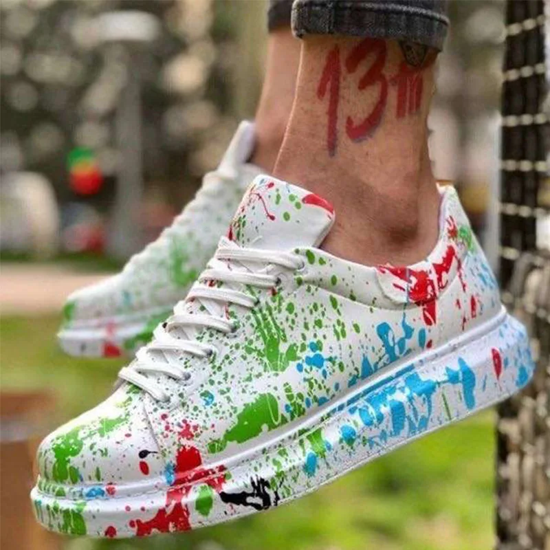 

Женские кроссовки на плоской подошве, со шнуровкой, с принтом, Осенние, разноцветные, 2021