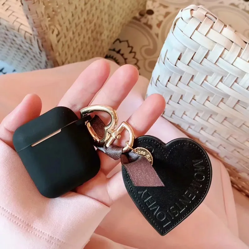 Чехол для наушников с Bluetooth для Airpods чехол s 1 2 Love украшение Мягкий силиконовый чехол для наушников для Apple Air Pods сумка для гарнитуры - Цвет: Black