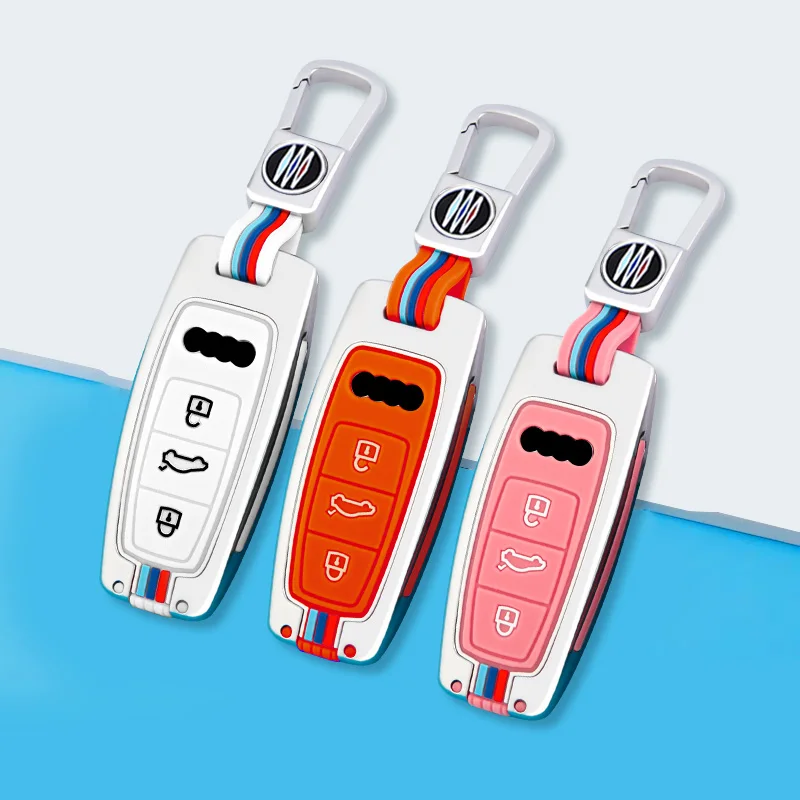 

Car Remote Key Case Cover Shell Fob For Audi A6 A7 A8 E-tron Q5 Q8 C8 D5 Gold Edge Design Holder Protector Accessories