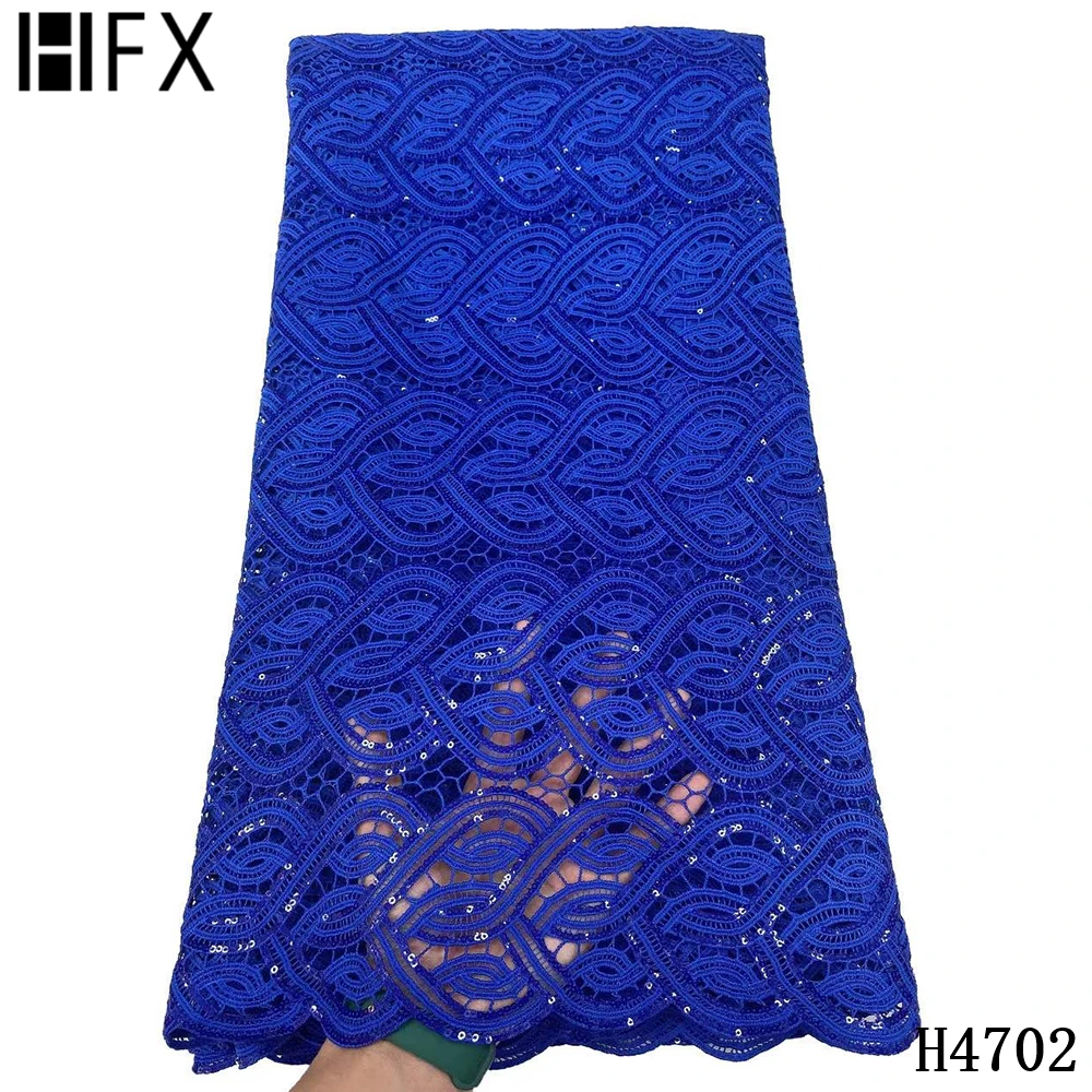

HFX Cord Lace African Lace Fabric 2021 With Sequins Nigerian Lace Fabric Water Souble Guipure Lace For Women Dress