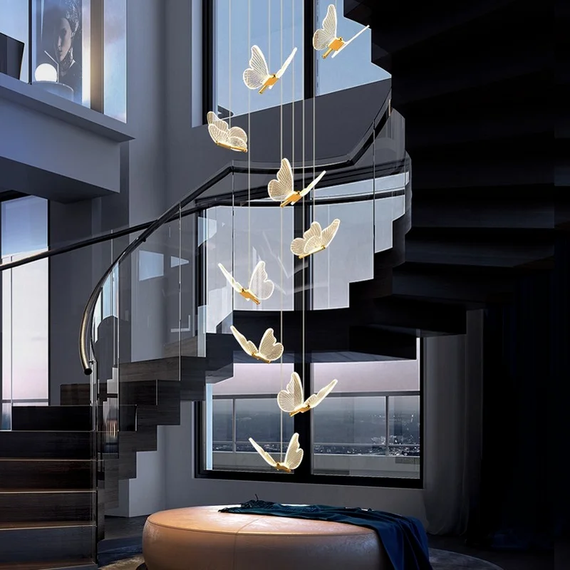 

Modern Acrylic Butterfly Chandelier Living Room Home Decor Art LED Stair Chandelier Lighting Room Decor Hanging Chandeliers