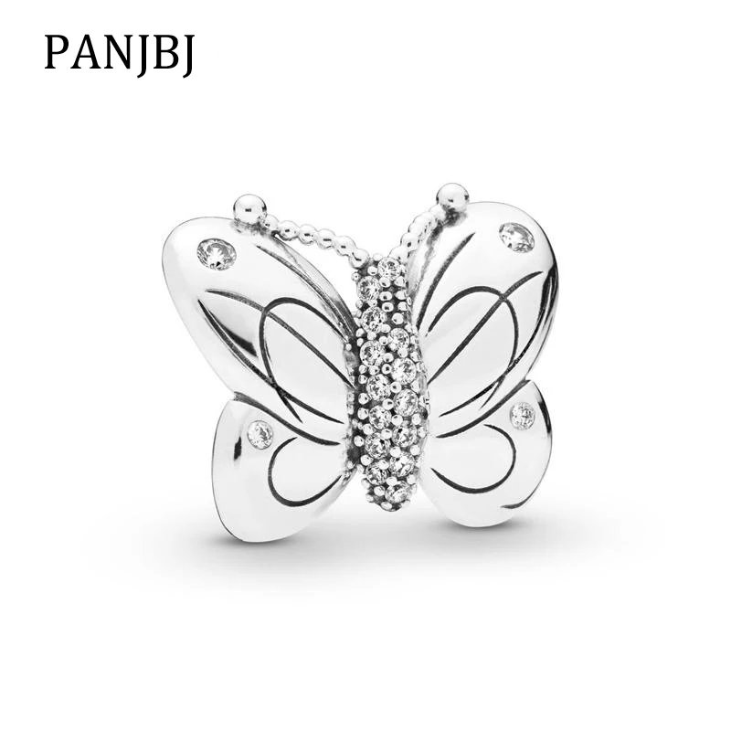 Подлинные серебряные бусины 925 пробы браслеты с подвесками ослепительно Бабочка