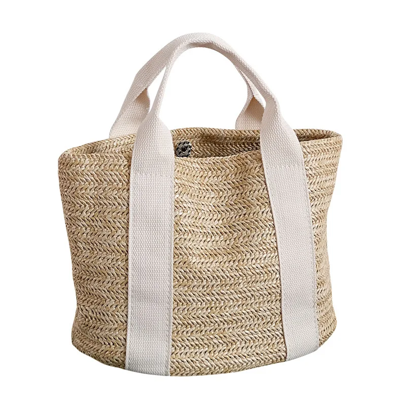 

Capacity Straw Bags Women Handmade Woven Basket Tote Summer Bohemian Beach Bags Luxury Brand Canvas Lady Handbags New