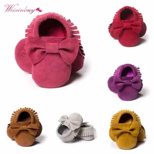 Обувь WEIXINBUY для маленьких девочек, обувь для первых шагов, мокасины для новорожденных, мягкая нескользящая обувь с бахромой для мальчиков и девочек