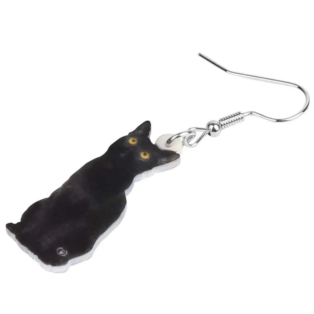 WEVENI акриловые черные серьги-подвески в форме кошки длинные милые котенки
