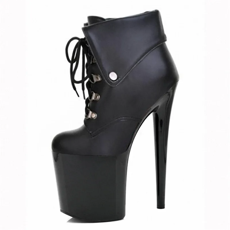 

17-18-20 cm high heels, female leather boots, high platform back zipper strap ladies' ankle boots