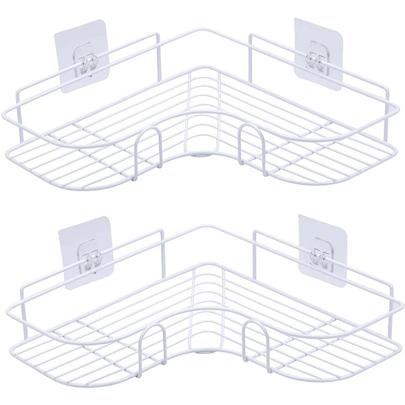 Угловая полка для душа 2 уровня органайзер без отверстий настенная железная