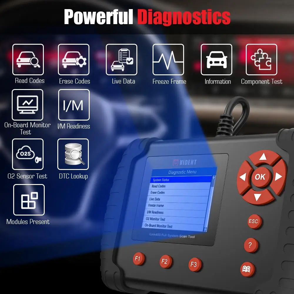 Автомобильный диагностический сканер VIDENT iLink400 OBD2 поддержка ABS/SRS/EPB/DPF