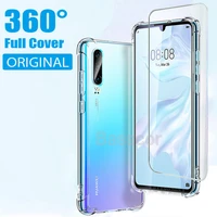 360%c2%b0 full cover luxury clear silicone phone case for huawei p40 p20 p30 lite pro back cover with screen protector hydrogel film