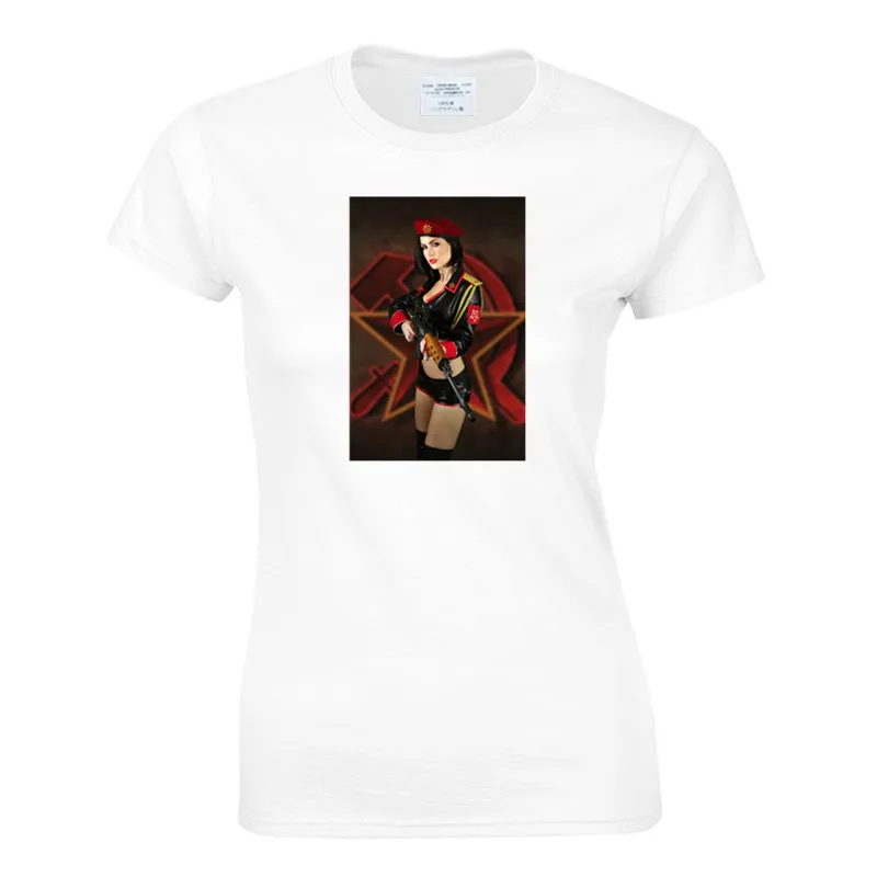 Футболка женская хлопковая с круглым вырезом и принтом молотка|Футболки| |