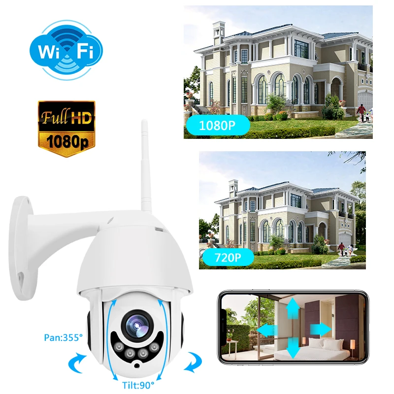 1080P 2MP HD wifi IP ночное видение Обнаружение движения двухсторонняя аудио CCTV