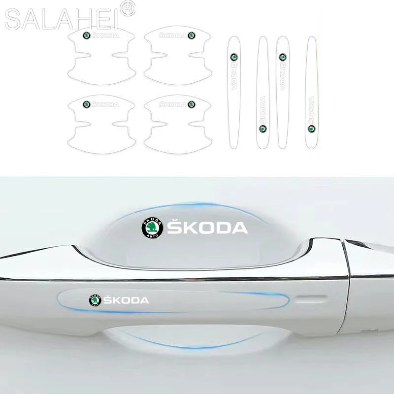 

TPU Car Door Bowl Handle Scratches Transparent Invisible Stickers For Skoda Fabia Kamiq Karoq Kodiaq Octavia Rapid Scala Superb
