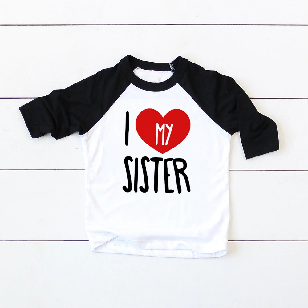 Детские одинаковые футболки с надписью I Love My Sister/ Brother топы для мальчиков и