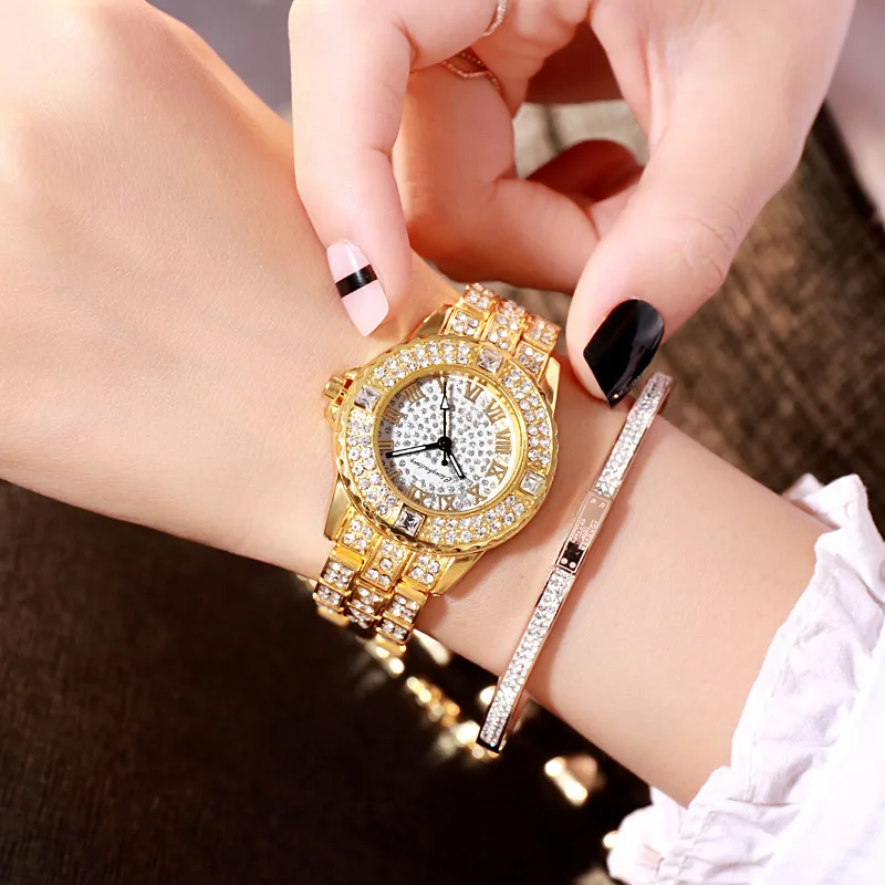 

Women Fashion Luxury Diamonds Analog Quartz Vogue Watch Rhinestone Bracelet Lady Dress Crystal Wrist Watches Relogio Feminino l
