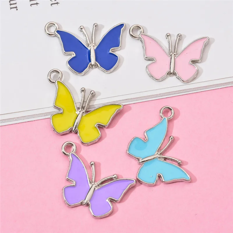 10 шт. подвески бабочки красочная эмалированная бабочка Очаровательная фурнитура