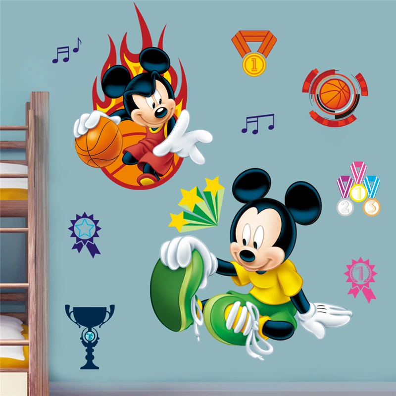

Disney Mickey Play Basketball Sports 40*60cm Wall Stickers Home Decor Living Room Cartoon Wall Decals Pvc Mural Art Wallpaper