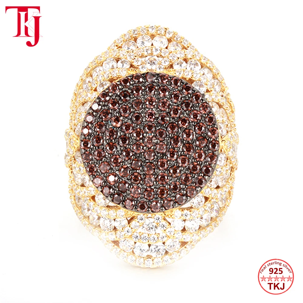 

TKJ Fashion Zircon Cluster Rings Spinel Zircon Gemstone Wedding Ring 925 Sterling Silver Fine Jewelry For Women Luxury Jewelry