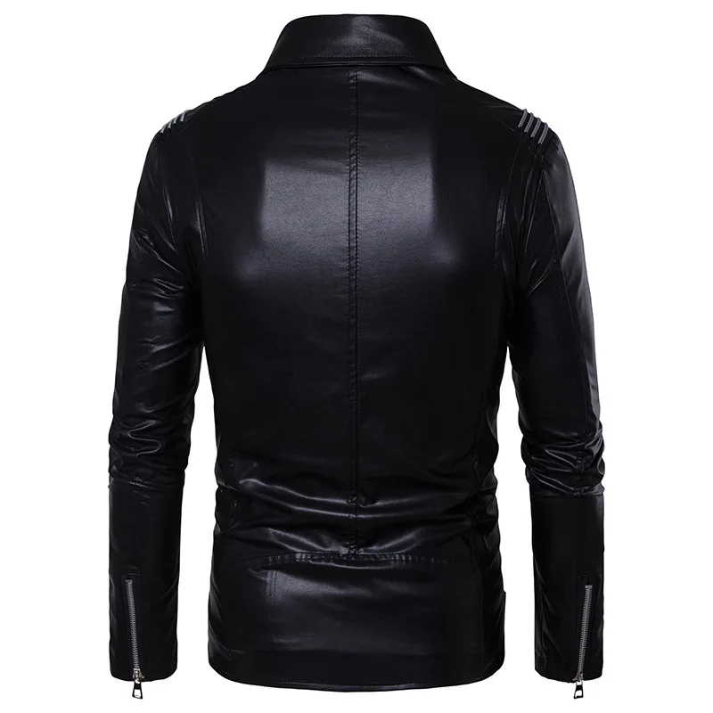 

More than 2019 men zipper big lapel leisure Europe and the United States fashion PU leather jacket
