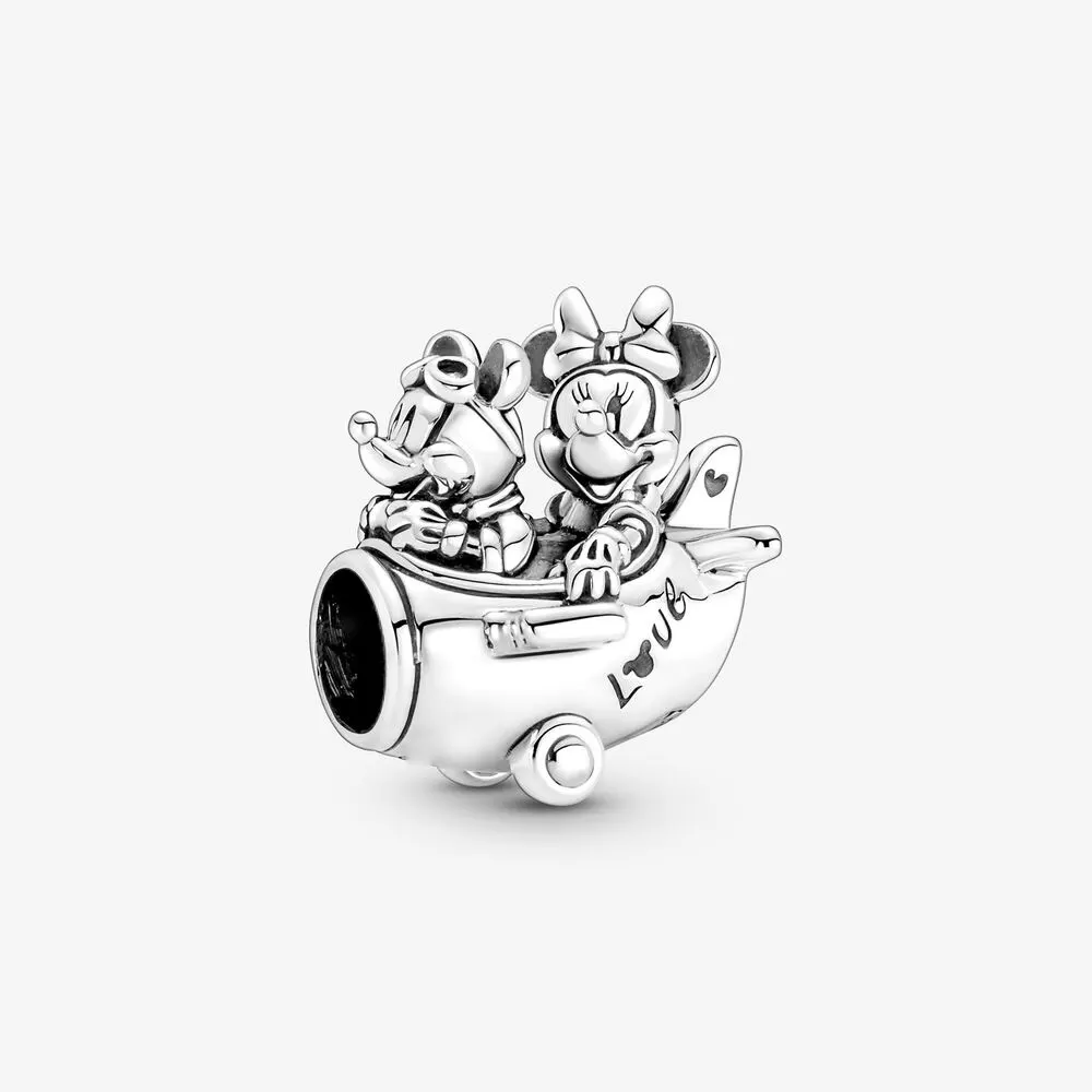 

925 Sterling Silver Micky & Minn Travel by Plane Charm Bead with Clear Cz Fits All European Pandora Jewelry Bracelets Necklaces