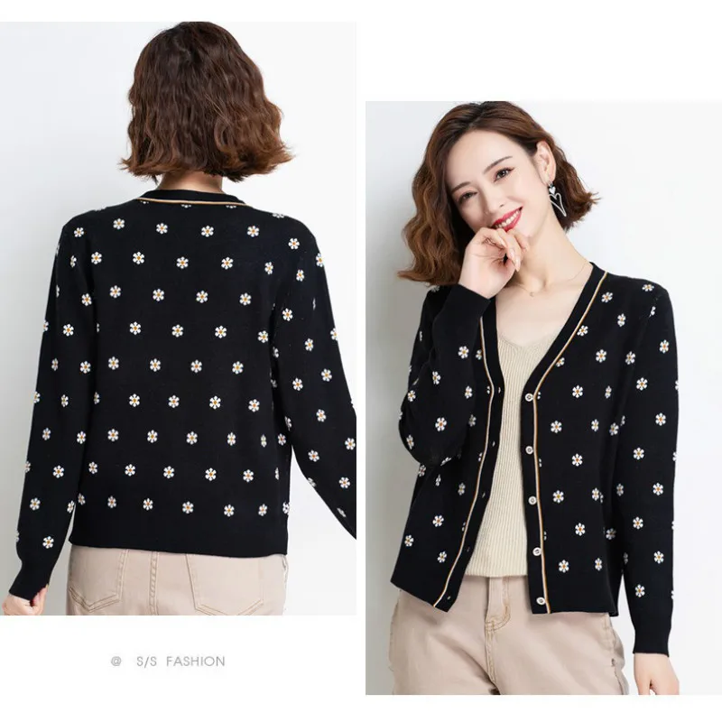 

2020 new sweater women's small coat Korean women's cardigan small shawl autumn and winter ladies plus size embroidered sweater