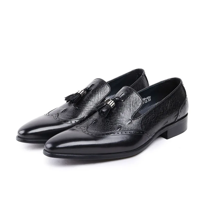 

Italian Dress Shoes Man Tassel Genuine Leather Business Suit Shoes Pointed Toe Formal Oxfords Man Wedding Shoe Moccasins B154