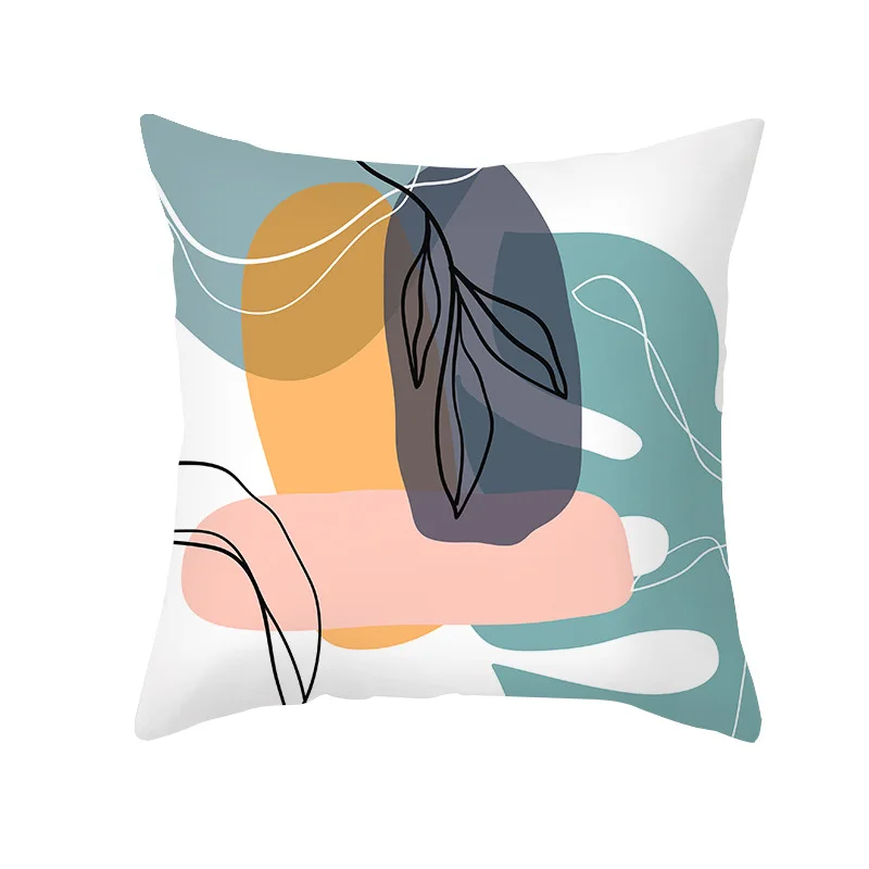 

Peach Skin Pillowcase Custom Nordic Green Plants Sofa Cushion Cover Office Cushion Pillowcase