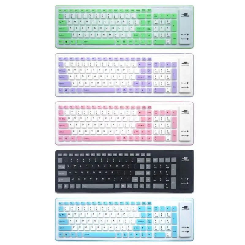 

Foldable Silicone Keyboard USB Wired Silicon Flexible Soft Keyboard for Laptop