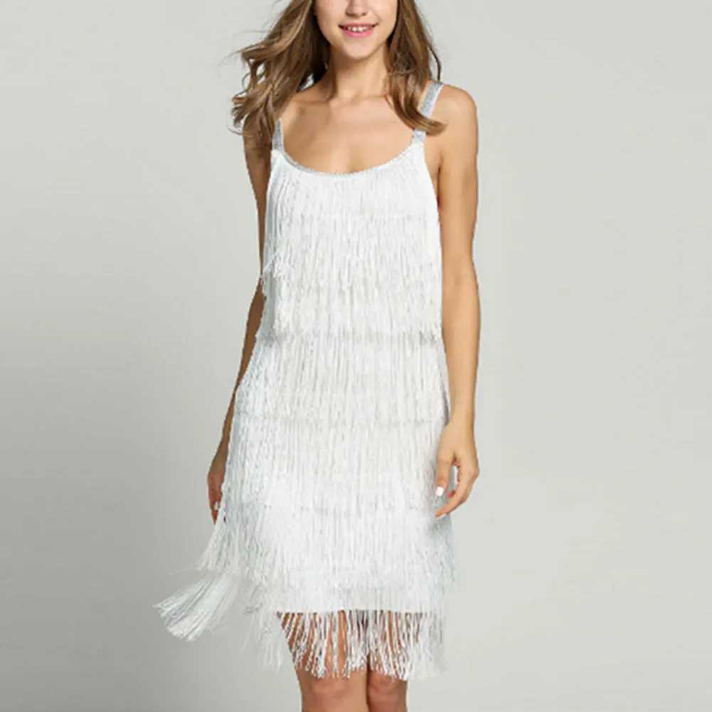 Новинка 2019 женское летнее платье с блестками и кисточками элегантные вечерние