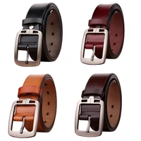 mens pin buckle two layer cowhide leather belt fashion casual designer all match jeans dress pants accessories waistband