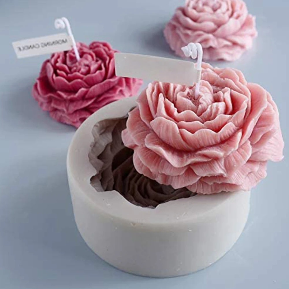 

Aromatherapy Candle Mould Peony Flower 3D Silicone Mold for Scented Candle Soap Plaster DIY Peony Crafts Baking Decoration