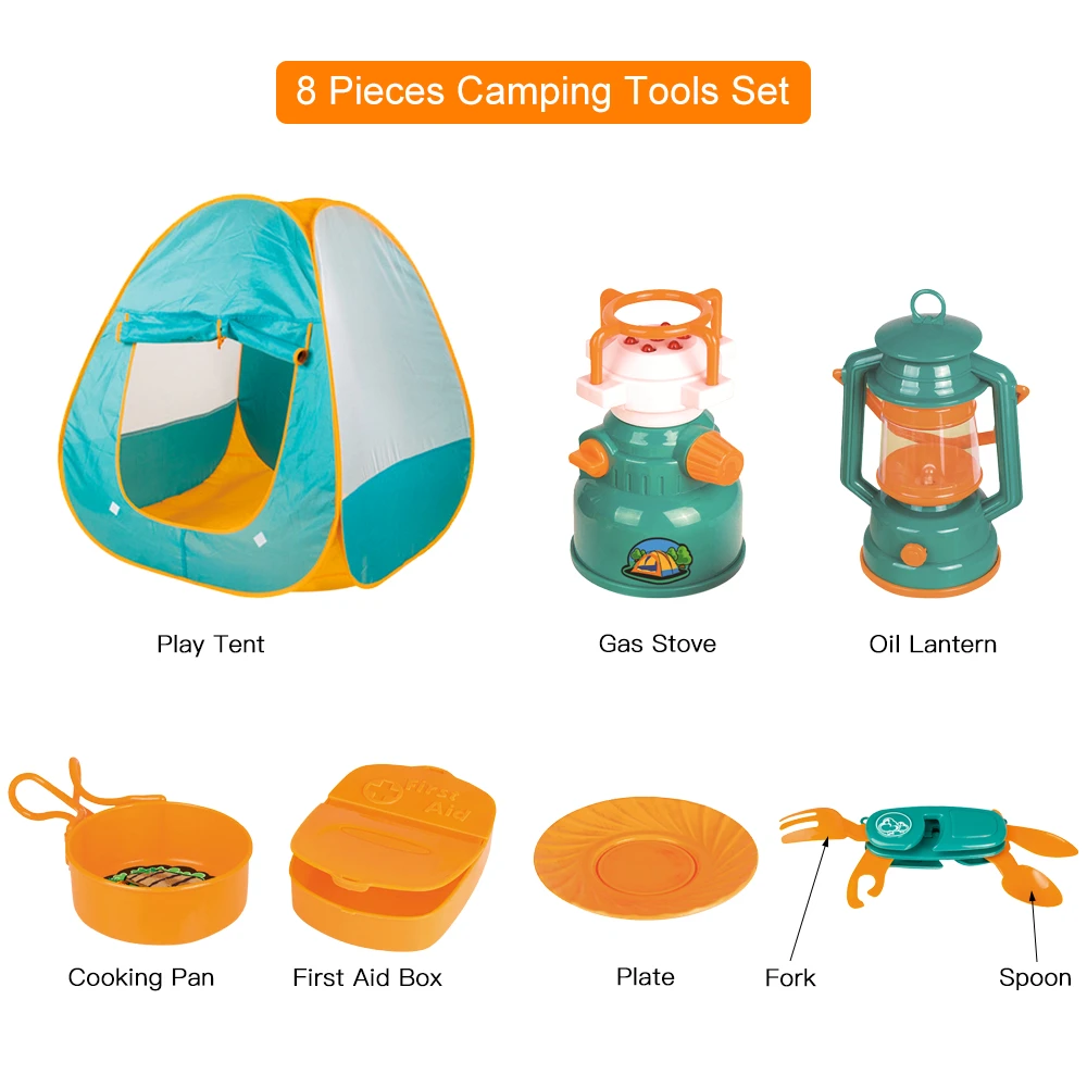 Набор из 8 предметов Детская игровая палатка посуда для кемпинга на открытом