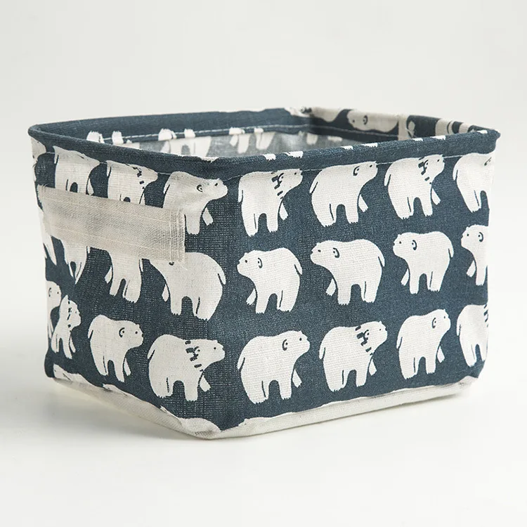 

Linen Desktop Storage Box Waterproof Toy Sundries Storage Basket Cosmetic Underware Storage Organizer Office Stationery