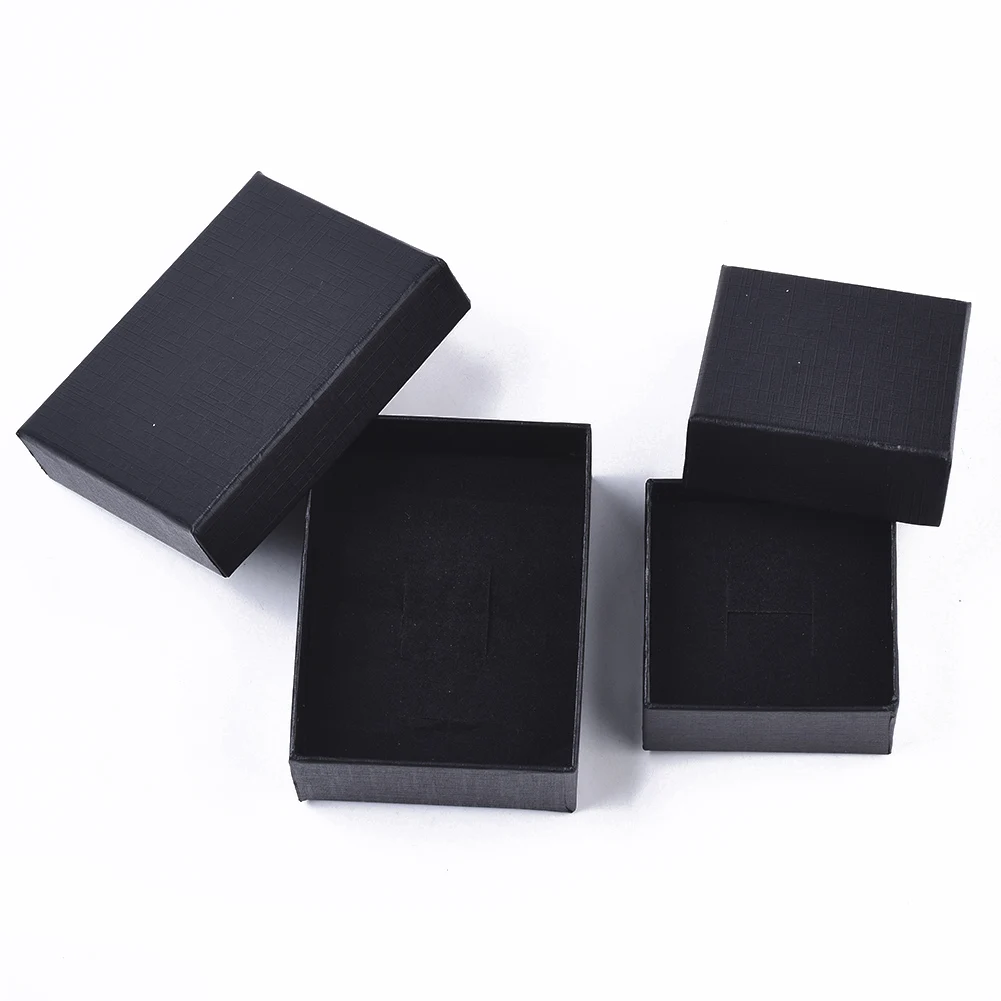 

Cardboard Jewelry Gift Box Necklace Ring Earring Box with Sponge Rectangle Square Jewelry Organizer Storage Packaging Container