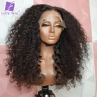 Кудрявые Hd прозрачные кружевные передние парики из человеческих волос, предварительно выщипанные бразильские парики Remy 13x 6, парики на сетке спереди, для черных женщин, Луффи