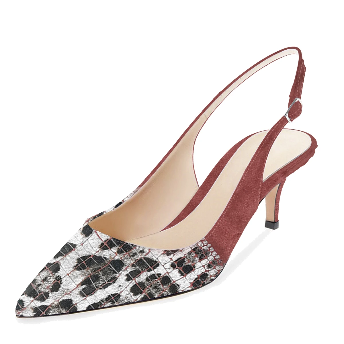 

Mguidern Women Slingback Closed and Pointed Toe Ankle Strap Graffiti Thin Heels 6.5cm Sandals Stiletto Wedding Dress Party Shoes