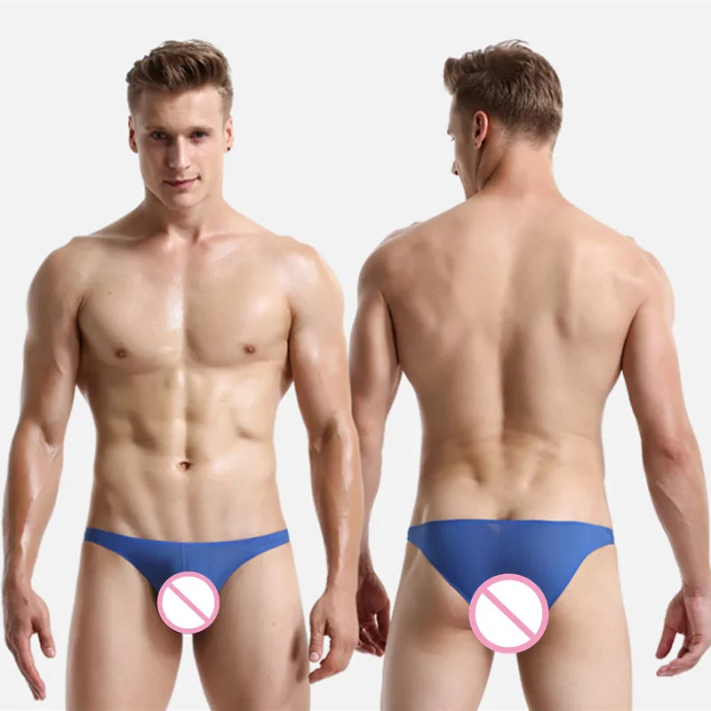 Мужские трусы бикини с мешочком для пениса черные однотонные тонкие дышащие