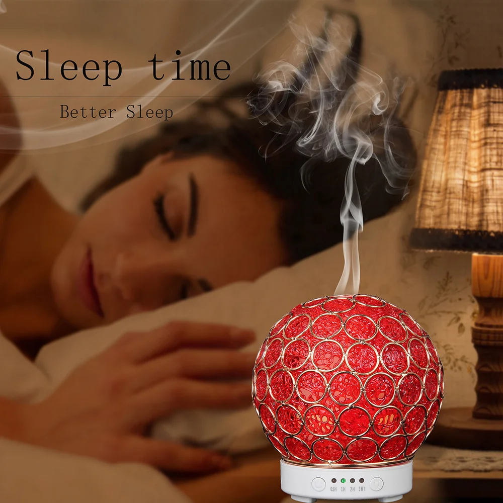 Aroma Diffuser Ultrasonic Humidifier Aromatherapy Machines Red Iron Art Hydrangea 120ml 4 Timer Difusor 7 Color Changing | Бытовая
