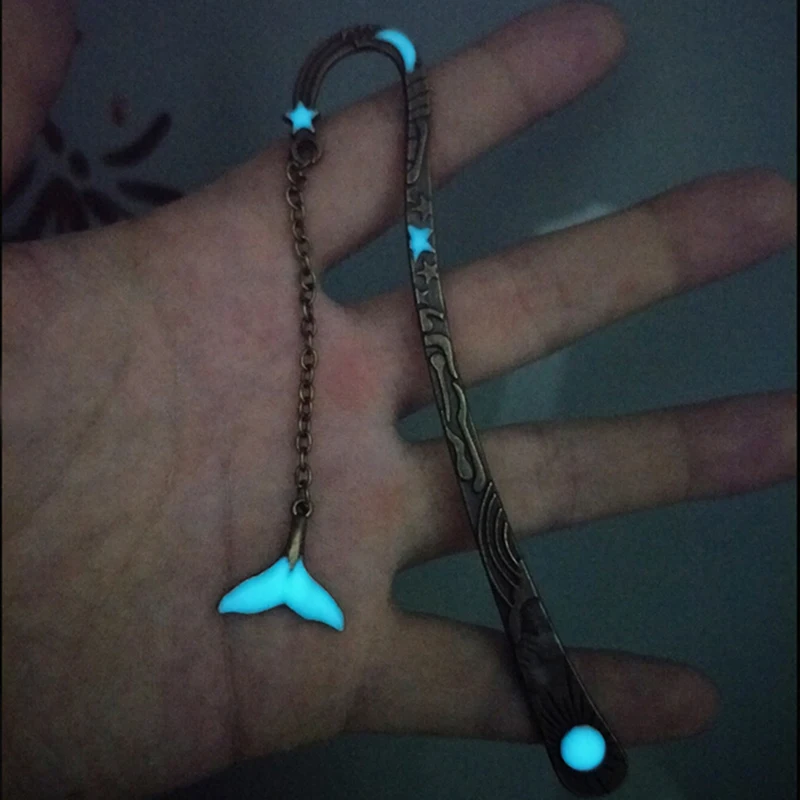 

Star Flying Man Whale Tail Bookmark Luminous Glow In The Dark Metal Book Marker Gifts