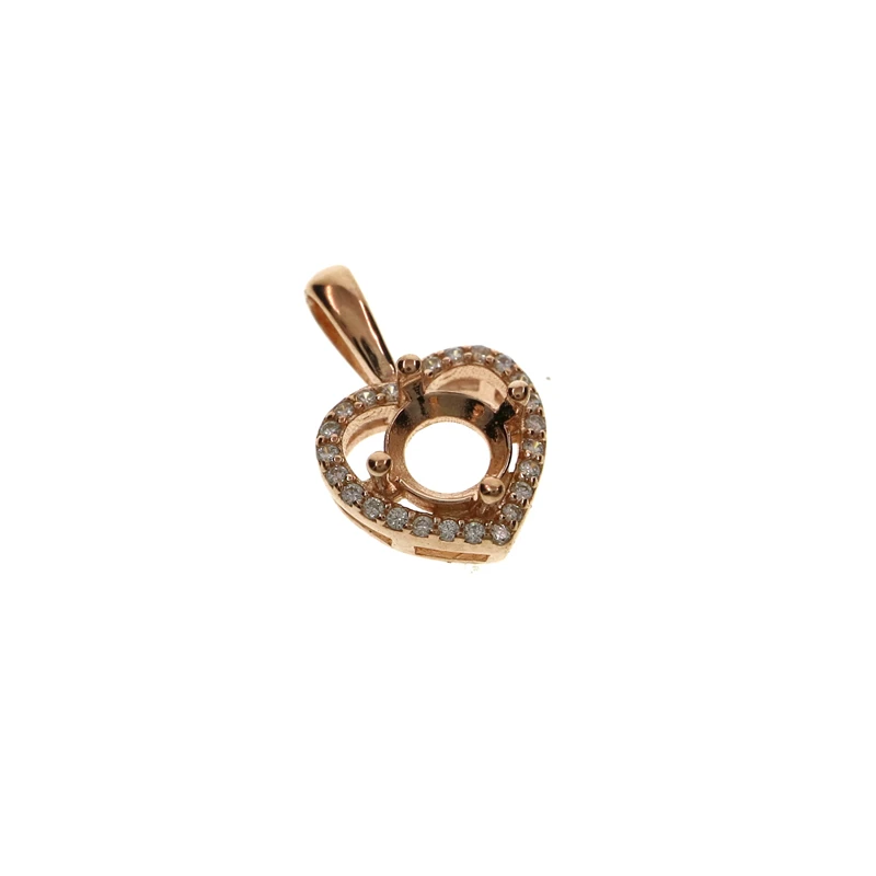 Rose Gold 5-9 мм простой сердце зубец ободок настройки для круглый CZ камень Твердые 925 пробы серебро DIY Подвеска Шарм лоток 1411217 - Цвет: Rose Gold
