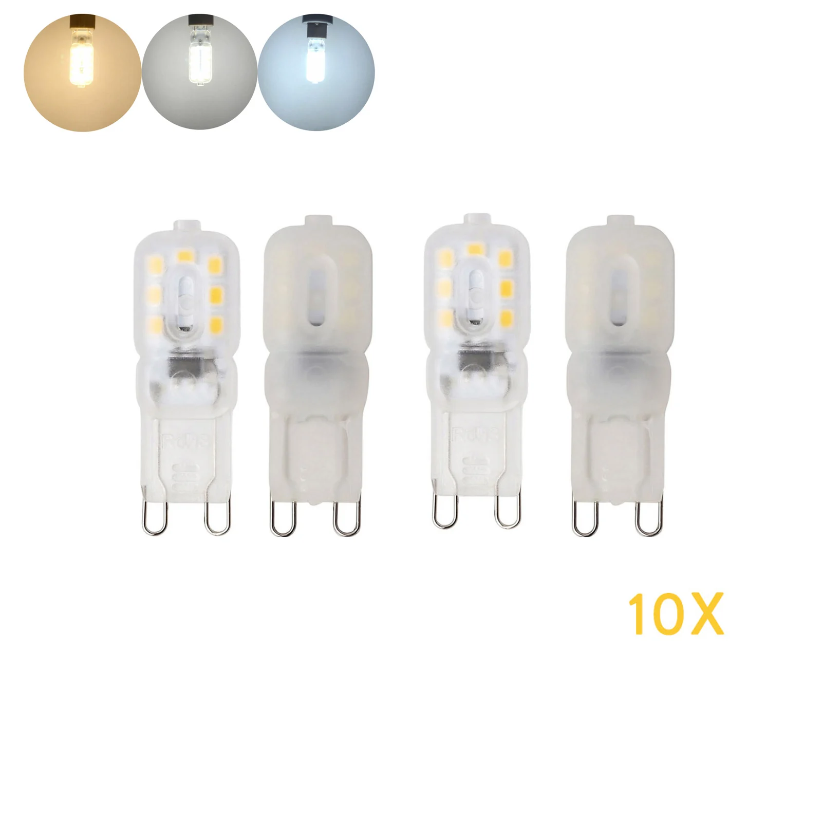 

10X Dimmable G9 SMD 2835 Mini PC прозрачный корпус 2835 14 шариков силиконовая лампа, 3 цвета, низкое энергопотребление высокая яркость
