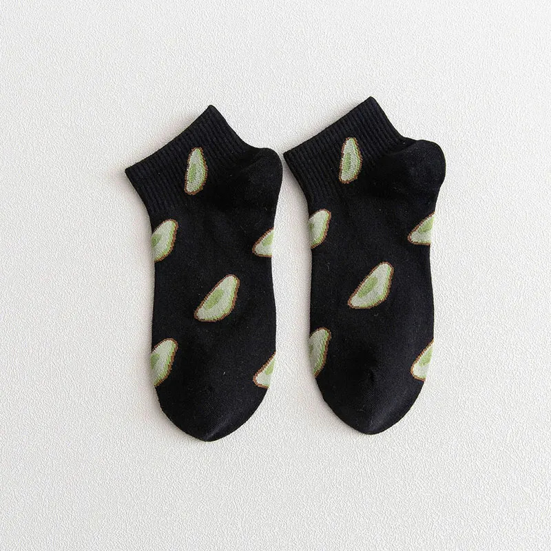 

1 Pair New Fashion Women Cotton Cartoon Fruit Ankle Socks Summer Japanese Avocado Cute Boat Socks Casual Soft Girls Short Socks
