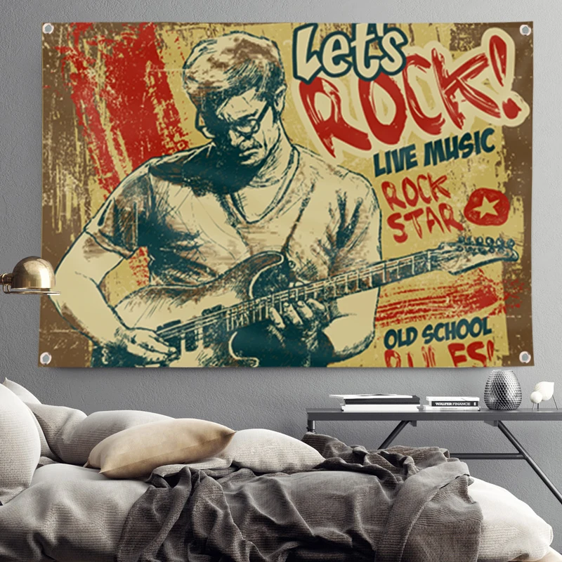 Флаг Let's Rock баннер музыкальная рок-группа украшение для дома подвесной флаг 4