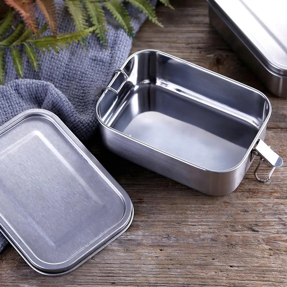 

800ml Lunch Box 304 Stainless Steel Lunch Box Single Layer Adult Lunch Container Sealed Leakproof Rectangular Student Bento Box