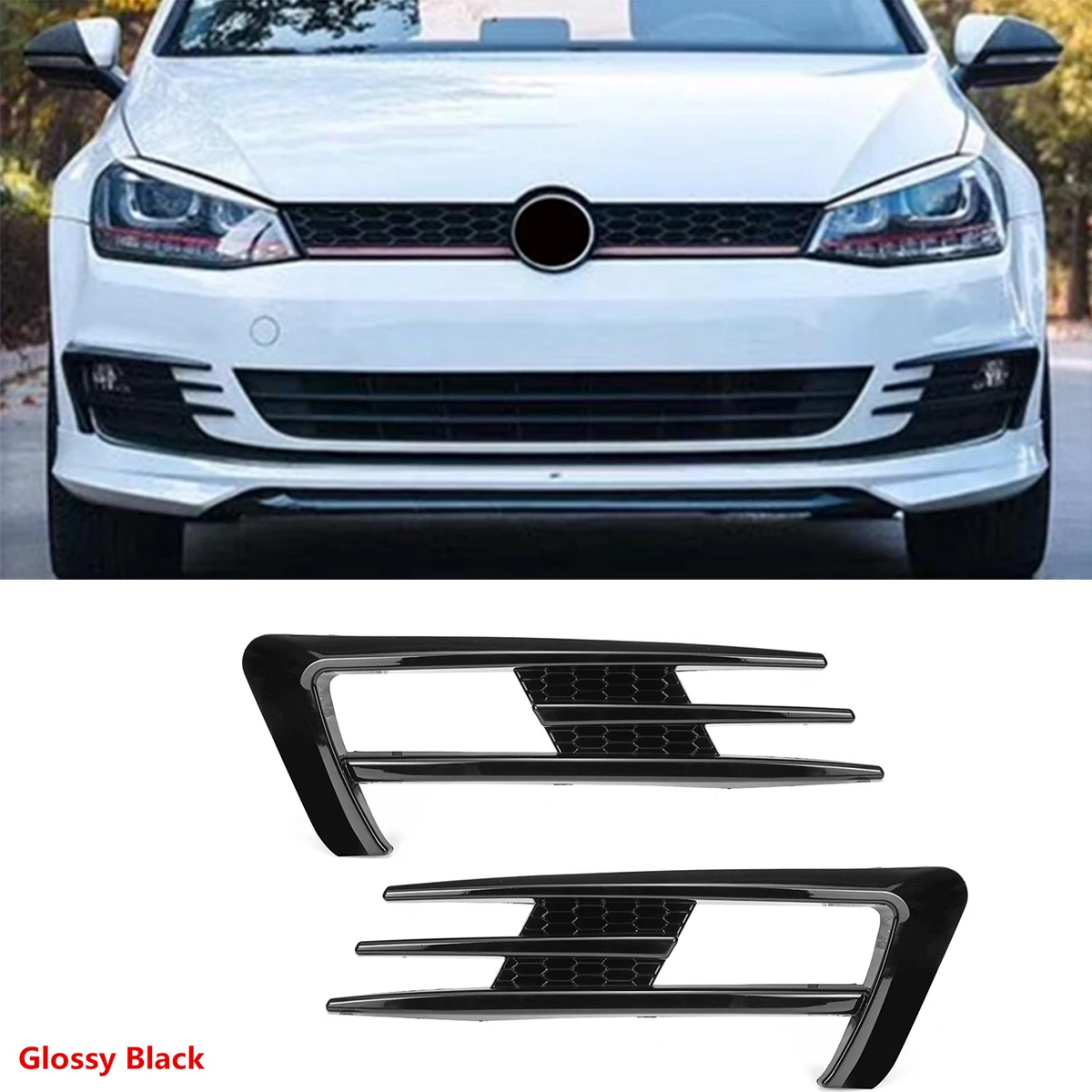 

ABS Car Front Fog Light Eyebrow Eye Lid Cover Trim For VW Volkswagen Golf MK7 2014 2015 2016 2017
