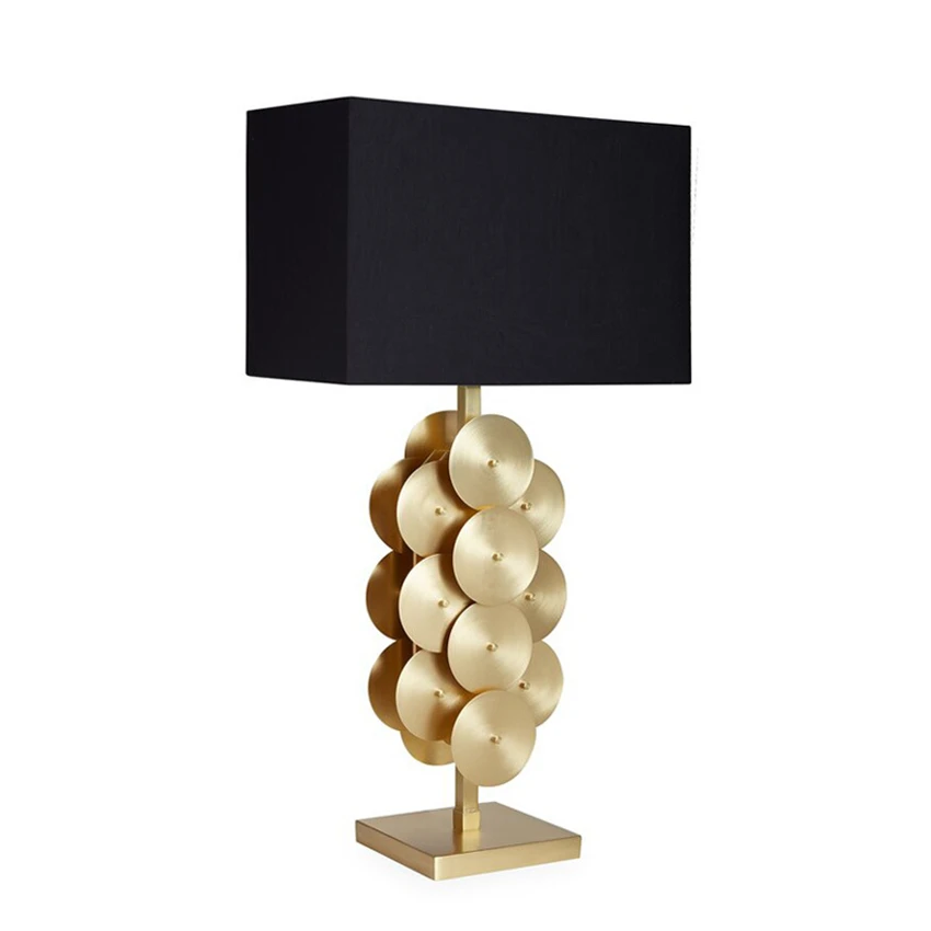 

Post modern gold round table lamps study bedroom bedside lamp American luxurious design living room metal table lights lighting