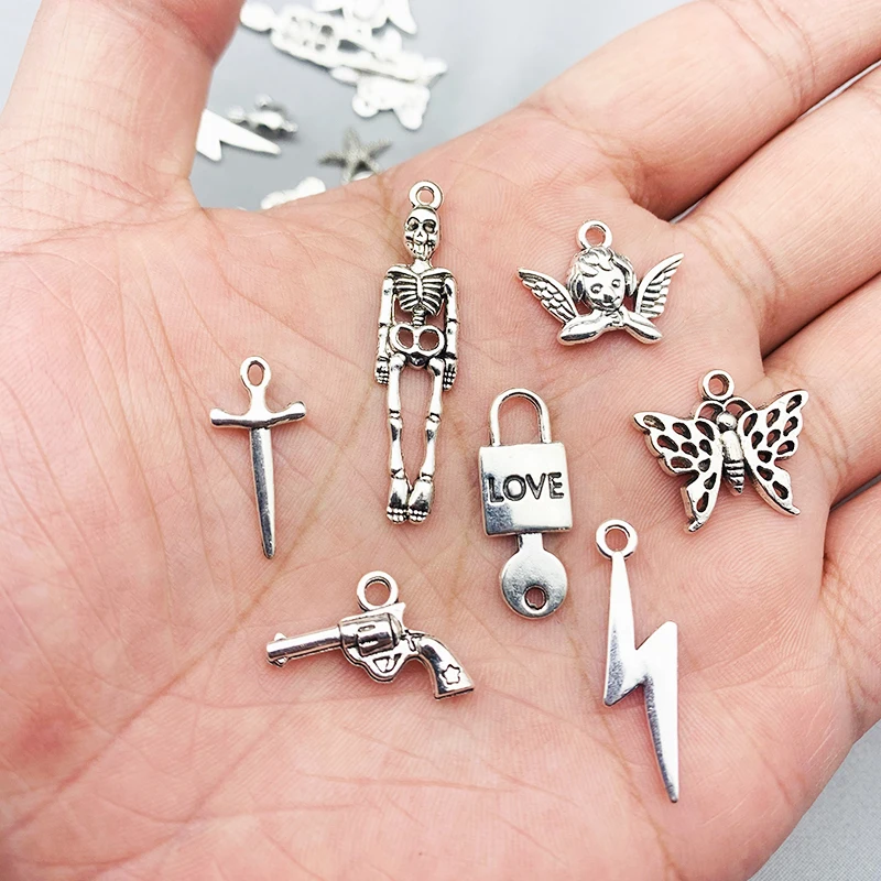 

10Pcs Alloy Butterfly Angel Heart Charms 12Style Metal Pendant Charm For DIY Jewelry Making Accessories Earring Necklace Crafts